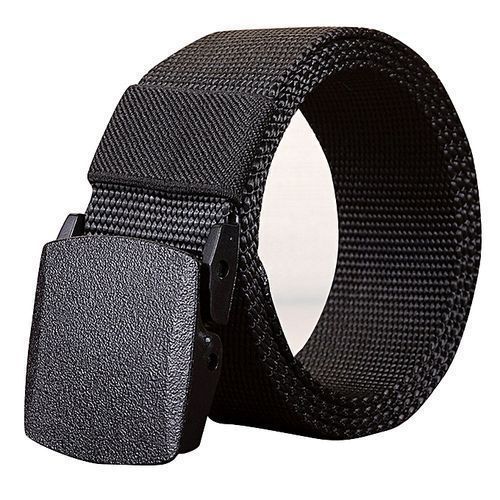 Men's Faux Leather Wallet + Canvas Belt -Black