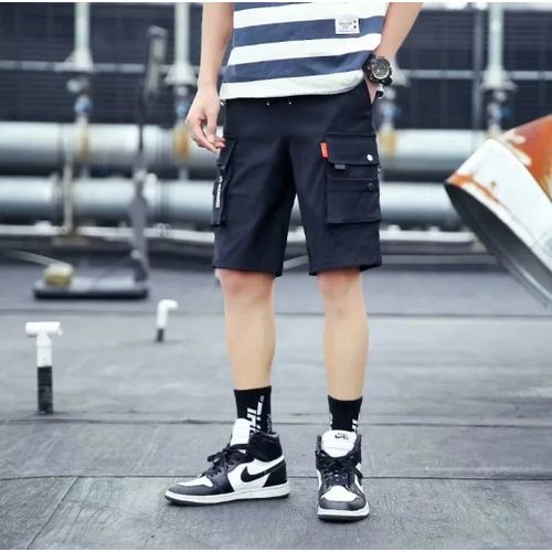 Men Casual Shorts Loose Fit Multi-pocket Work Wear Student Pants