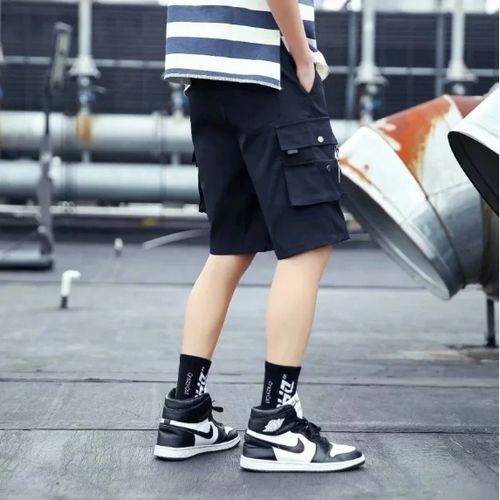 Men Casual Shorts Loose Fit Multi-pocket Work Wear Student Pants