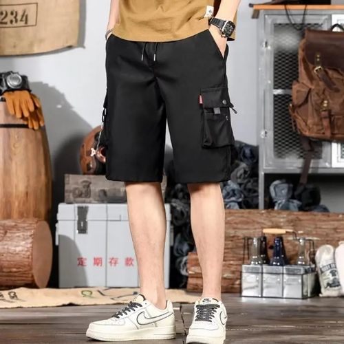 Men Casual Shorts Loose Fit Multi-pocket Work Wear Student Pants