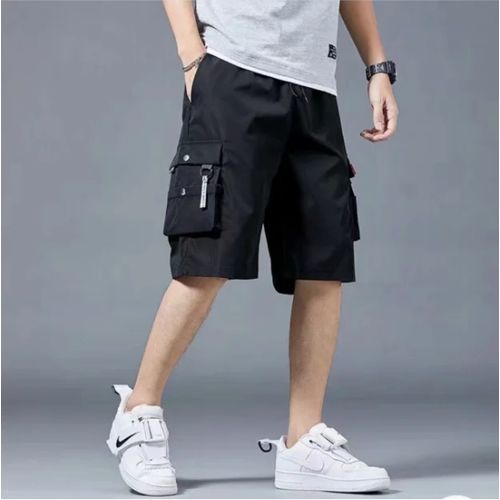 Men Casual Shorts Loose Fit Multi-pocket Work Wear Student Pants