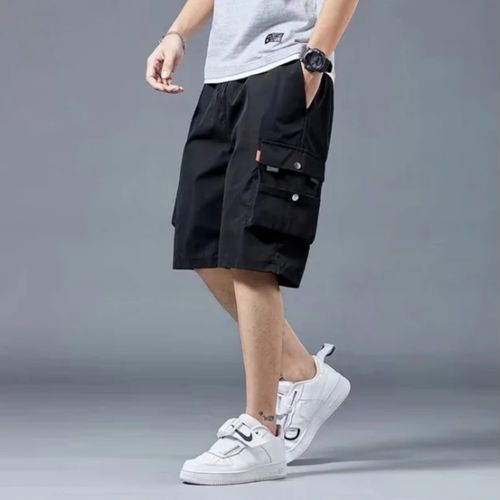 Men Casual Shorts Loose Fit Multi-pocket Work Wear Student Pants