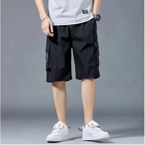 Men Casual Shorts Loose Fit Multi-pocket Work Wear Student Pants