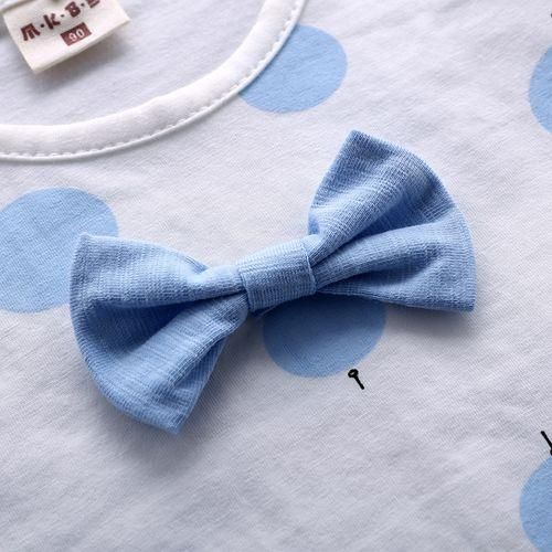 Girls Cartoon Apple Print TShirt  Short Cotton Suit  Blue