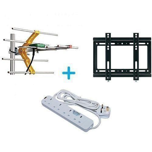 Power King 14"-42" TV Wall Bracket + Antenna +Power Extension-White