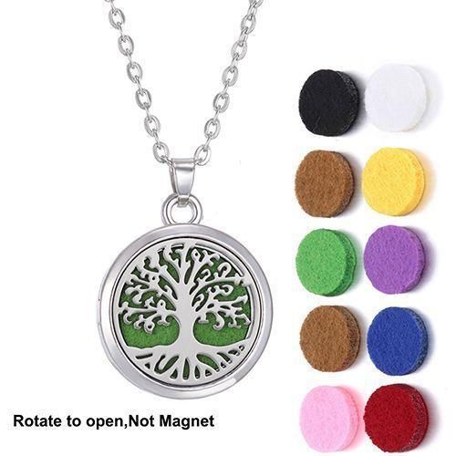 Tree Of Life Aromatherapy Pendant Necklace +10 Cotton Flakes