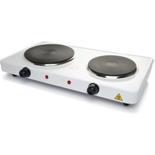 Double Electric Solid Hot Plate - White
