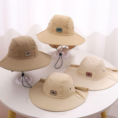 Outdoor Mountaineering Children's Bucket Hat Summer Quick-Drying R-Label Shawl Unisex Baby Hat Sun-Proof Broad-Brimmed Hat