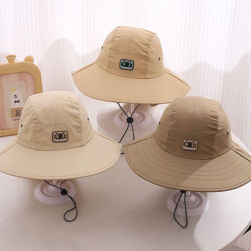 Outdoor Mountaineering Children's Bucket Hat Summer Quick-Drying R-Label Shawl Unisex Baby Hat Sun-Proof Broad-Brimmed Hat