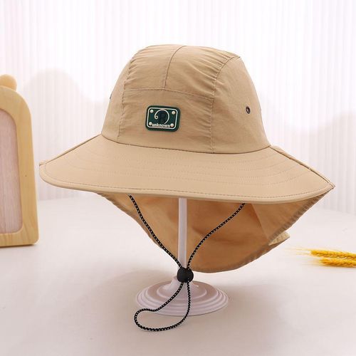 Outdoor Mountaineering Children's Bucket Hat Summer Quick-Drying R-Label Shawl Unisex Baby Hat Sun-Proof Broad-Brimmed Hat
