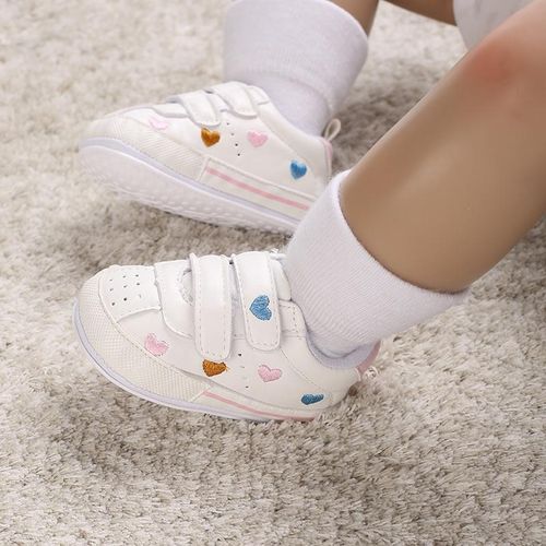 Baby Girl Love Embroidered Casual Sports Shoes Newborn Soft Rubber Sole Anti Slip Walking Shoes