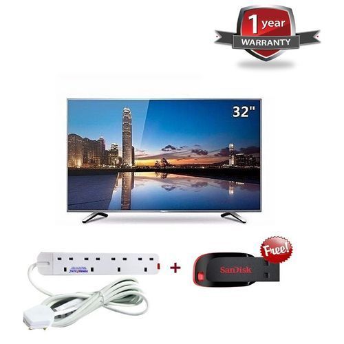 Solstar 32" LED Digital TV + 4 Ways Heavy Duty Extension + Free 32GB Flash Drive
