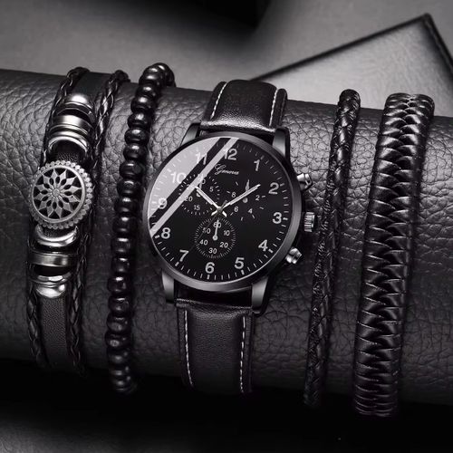 Leather Strap Quartz Watch Business And Fashionable Wristwatch Fit For Men and Women With Woven  Leather Bracelet As seen on the picture
