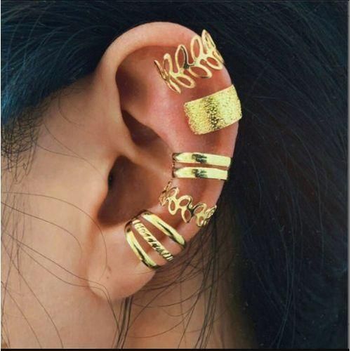 Set Of 5 Holeless Alloy Earrings