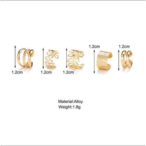 Set Of 5 Holeless Alloy Earrings