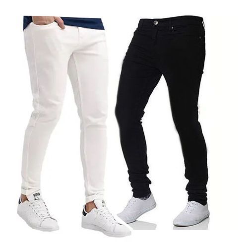 Two Pack Of Mens Slim Desgner Jeans - Black White