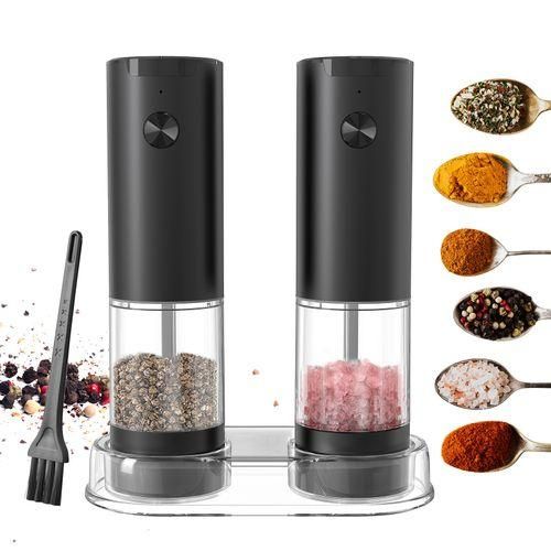 Electric Salt And Pepper Grinder Set With Storage Base