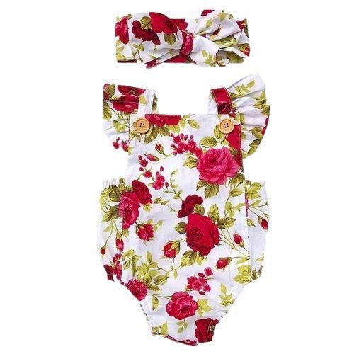 2pcs Newborn Baby Clothes Jumpsuit Toddler Romper Headband