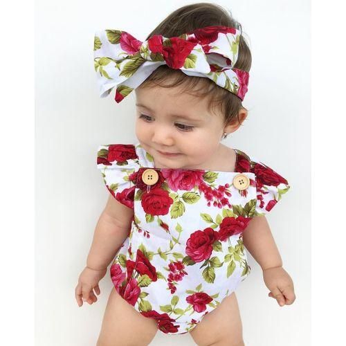 2pcs Newborn Baby Clothes Jumpsuit Toddler Romper Headband