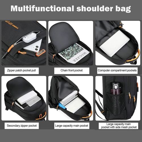 Men's Backpack, Laptop Bag - Black