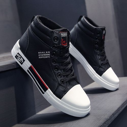 Men's Fashion High-top Leather Boots -Black