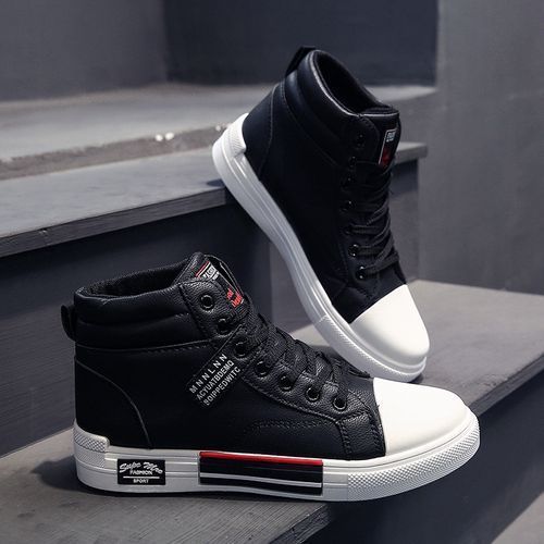 Men's Fashion High-top Leather Boots -Black