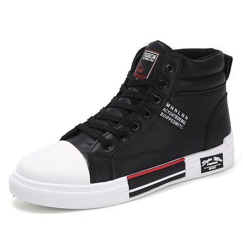 Men's Fashion High-top Leather Boots -Black