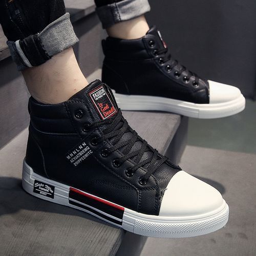 Men's Fashion High-top Leather Boots -Black