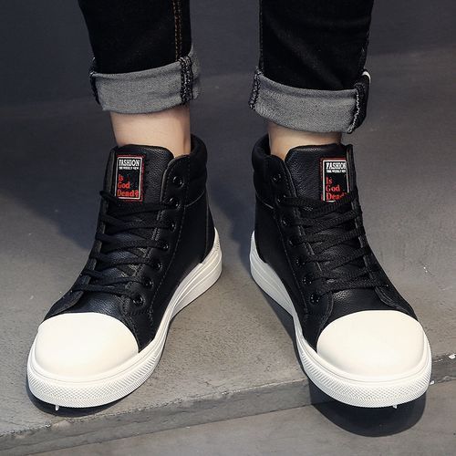 Men's Fashion High-top Leather Boots -Black