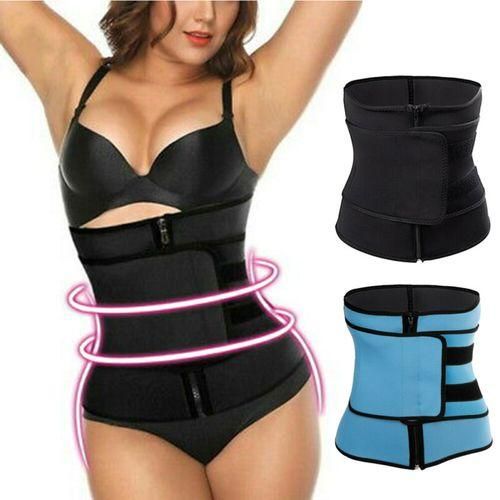 Body Shaper Wrap Belt Waist Cincher Corset Trainer Sport Gym Sweat Hot Slim Belt-Black