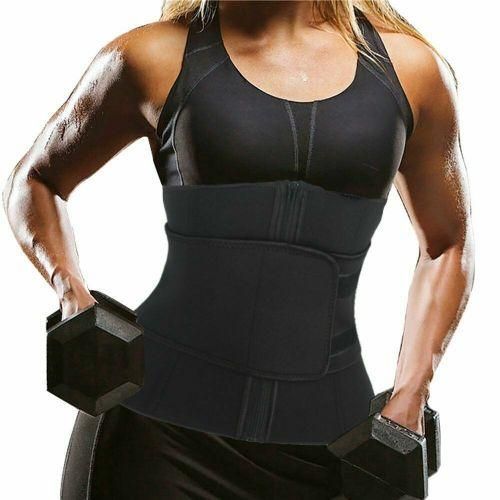 Body Shaper Wrap Belt Waist Cincher Corset Trainer Sport Gym Sweat Hot Slim Belt-Black