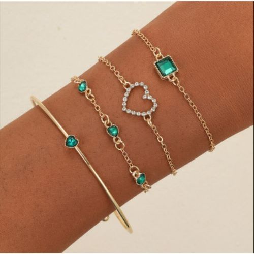 4PCS Women's Fashion Turquoise Bracelets With Diamonds