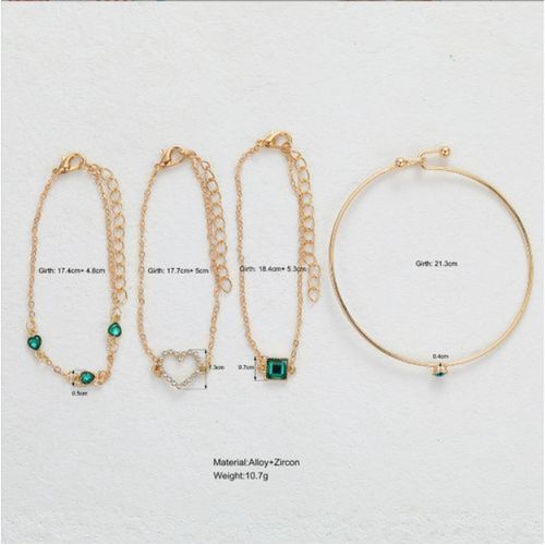 4PCS Women's Fashion Turquoise Bracelets With Diamonds