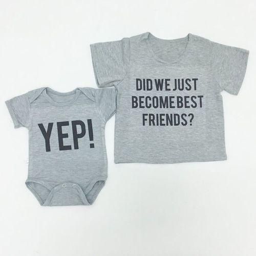 Baby Short Sleeve Tshirt BEST FRIENDS Printed Tops Pullover Infant Clothes