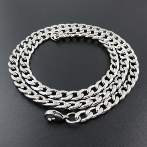 Punk Stainless Steel Necklace Chain For Unisex - Silver