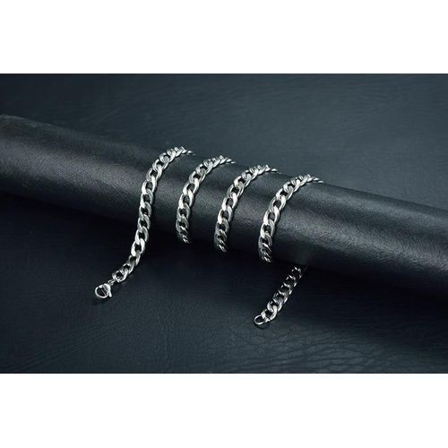 Punk Stainless Steel Necklace Chain For Unisex - Silver