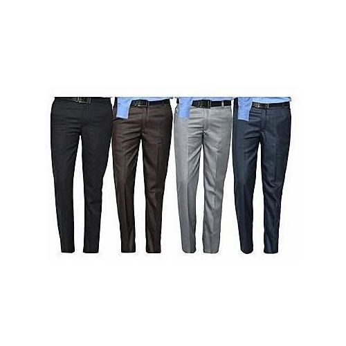 4 Pack of Men's Formal Trousers - Black,Grey,Coffee Brown & Navy Blue