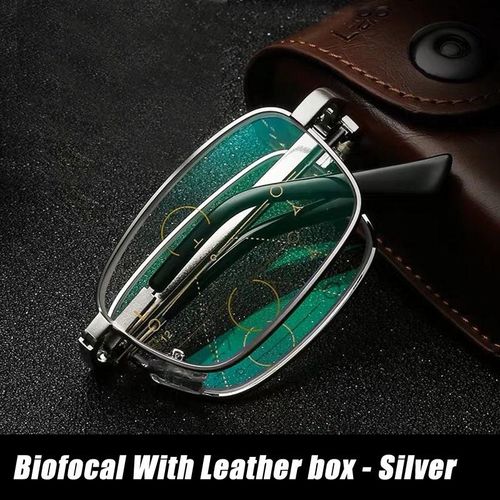 Folding Reading Glasses Portable Progressive Mens Parent Anti-Blue Ray Presbyopic Eyeglasses with Leather Case