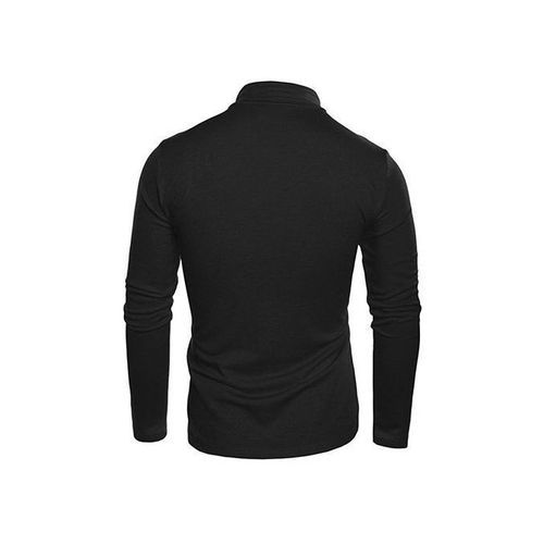 Men's Slim-Fit Pull Neck Shirt - Black