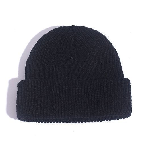 Women Man Winter Ribbed Knitted ed Short Acrylic Melon Cap Casual Solid Color Skullcap Baggy Retro Ski Adult Beanie Hat -Black