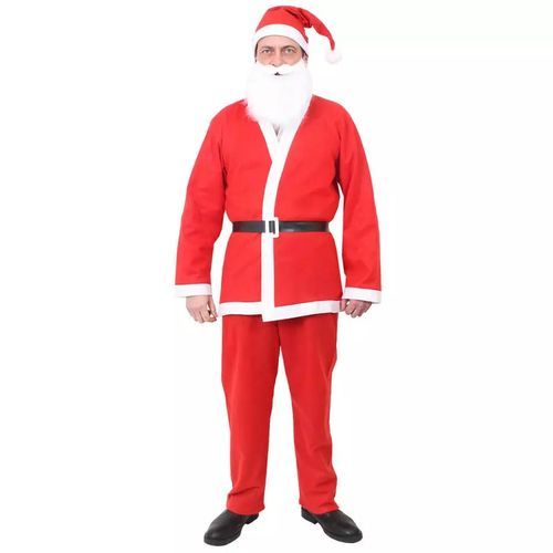5 Piece Adults Santa Claus Suit Father Christmas Costume Xmas Mens-Red and White
