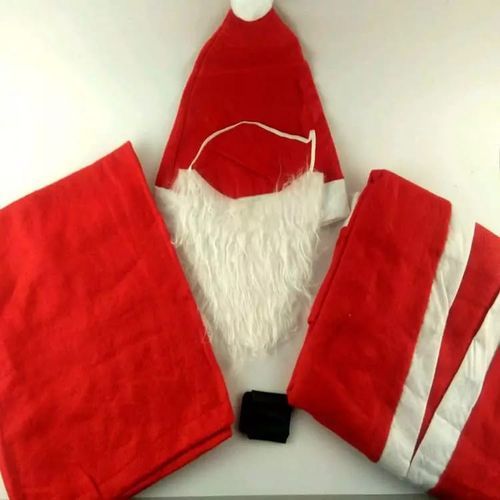 5 Piece Adults Santa Claus Suit Father Christmas Costume Xmas Mens-Red and White