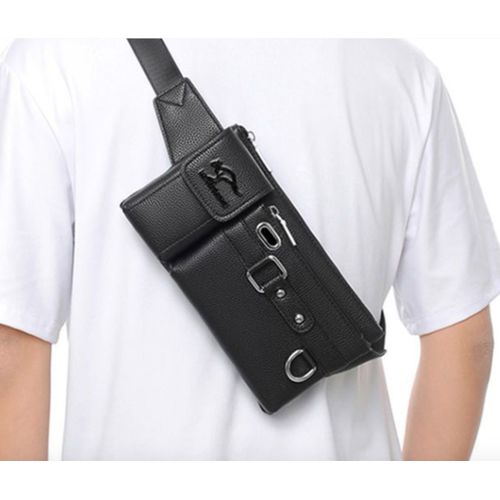 Men's Multipurpose PU Leather Chest Crossbody Bag