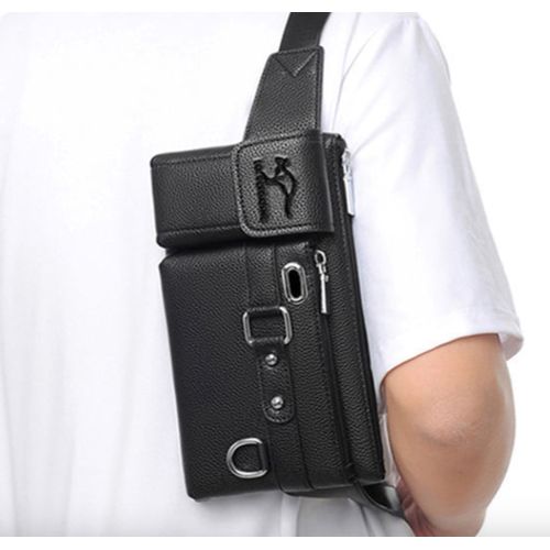 Men's Multipurpose PU Leather Chest Crossbody Bag