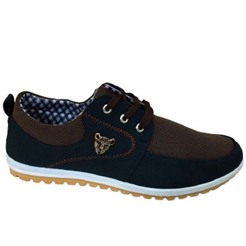 Men's Lace Up Sneakers - Navy Blue,Brown,White