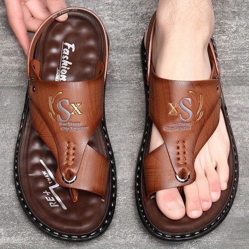 Men's Fashion Outdoor Casual Flip Flops And Sandals - Dark Brown