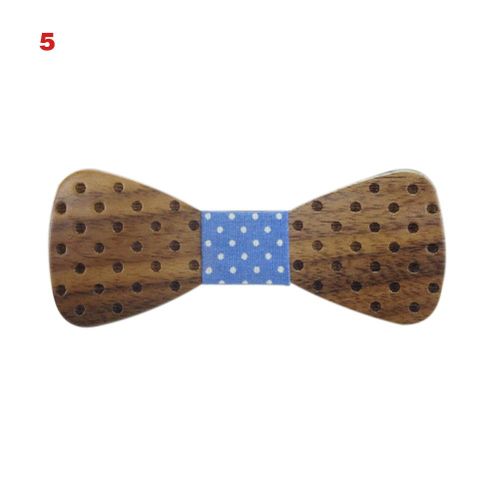 Children Kids Wood Bow Tie Carving Stars Butterfly Wooden Bowtie Wedding Party Accessories New,5 NO5114