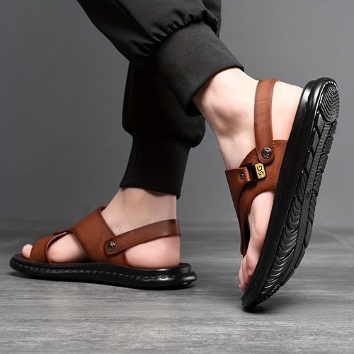 Men's Fashion Outdoor Casual Flip Flops And Sandals - Dark Brown