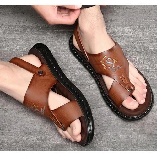 Men's Fashion Outdoor Casual Flip Flops And Sandals - Dark Brown