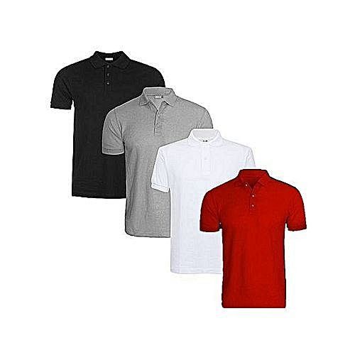 Men's 4 Pack T-shirts - Black, Red,Grey,White